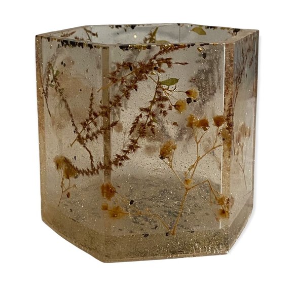 Gold, Cream & Black Resin Handmade Planter, Desktop Pen Holder, Trinket Holder - Picture 7 of 9